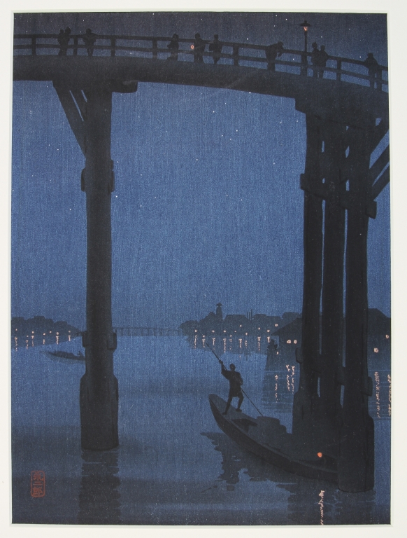 Boat Under Bridge in night